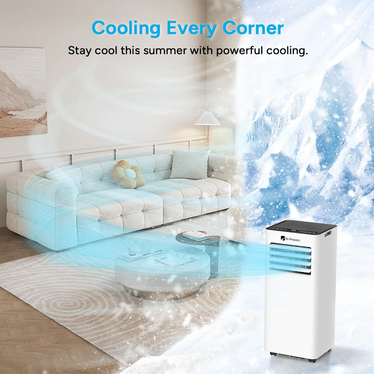 DR.PREPARE 9000 BTU Air Conditioning Unit, 4-in-1 Portable Air Conditioner Smart WiFi Enabled, Dehumidifier, Cooling Fan with 2 Speeds, 24H Timer