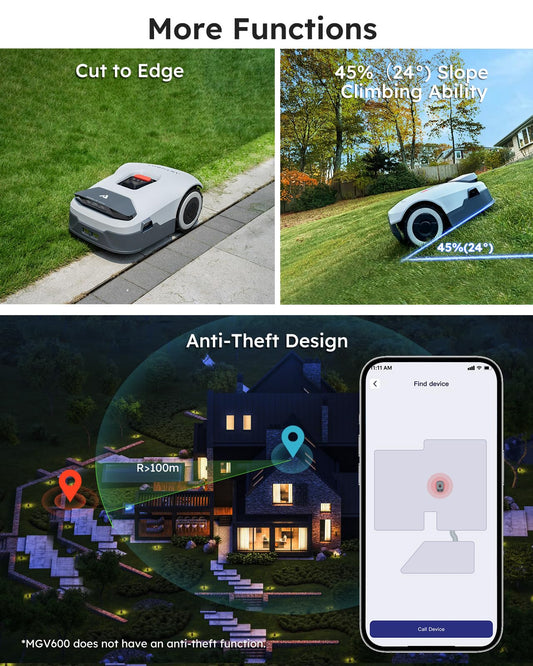 ANTHBOT Robot Lawnmower NO Wire - 600m2, Full Band RTK+4-Eye Vision Robotic Lawn Mower, Automatic Mapping, 30 Multi-zone Management, Accurate