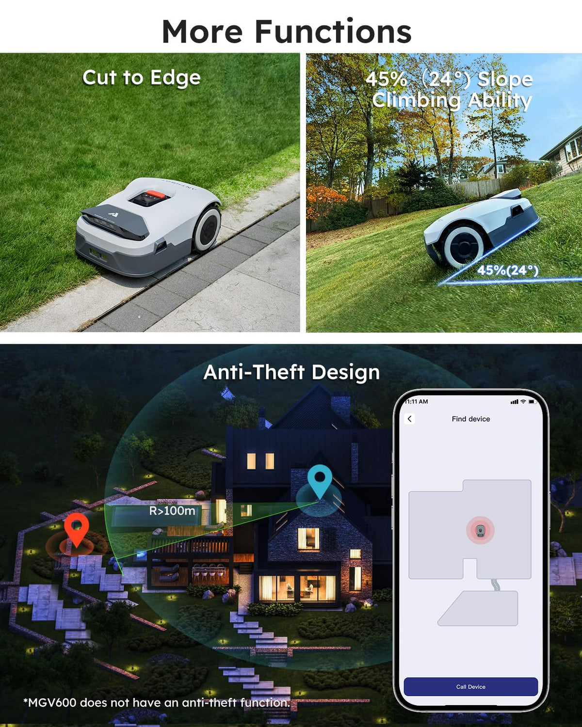 ANTHBOT Robot Lawnmower NO Wire - 600m2, Full Band RTK+4-Eye Vision Robotic Lawn Mower, Automatic Mapping, 30 Multi-zone Management, Accurate