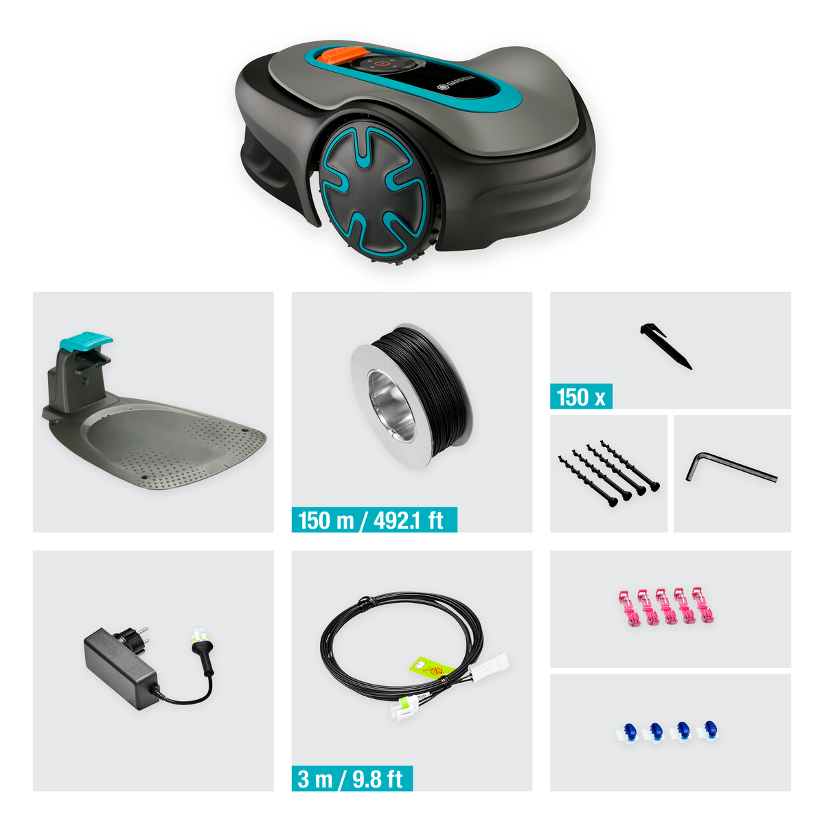 Gardena Robotic Mower SILENO minimo 250 m2: Intelligent lawn mower with excellent connectivity, programmable with the Gardena Bluetooth® app, version