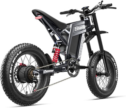 20" Fat Tyre Electric Bike with 60V 30Ah Battery, Full Suspension & Hydraulic Disc Brakes