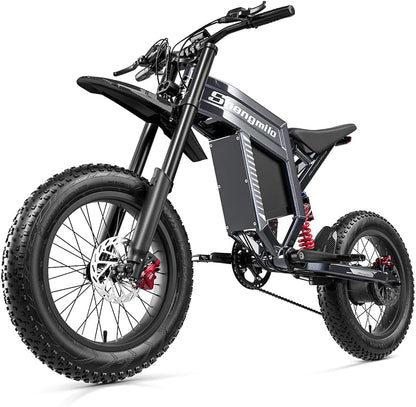 20" Fat Tyre Electric Bike with 60V 30Ah Battery, Full Suspension & Hydraulic Disc Brakes