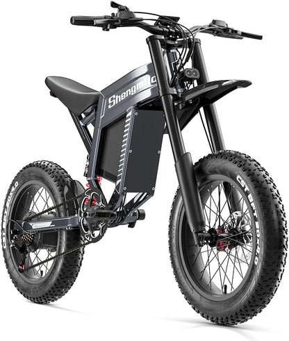 20" Fat Tyre Electric Bike with 60V 30Ah Battery, Full Suspension & Hydraulic Disc Brakes