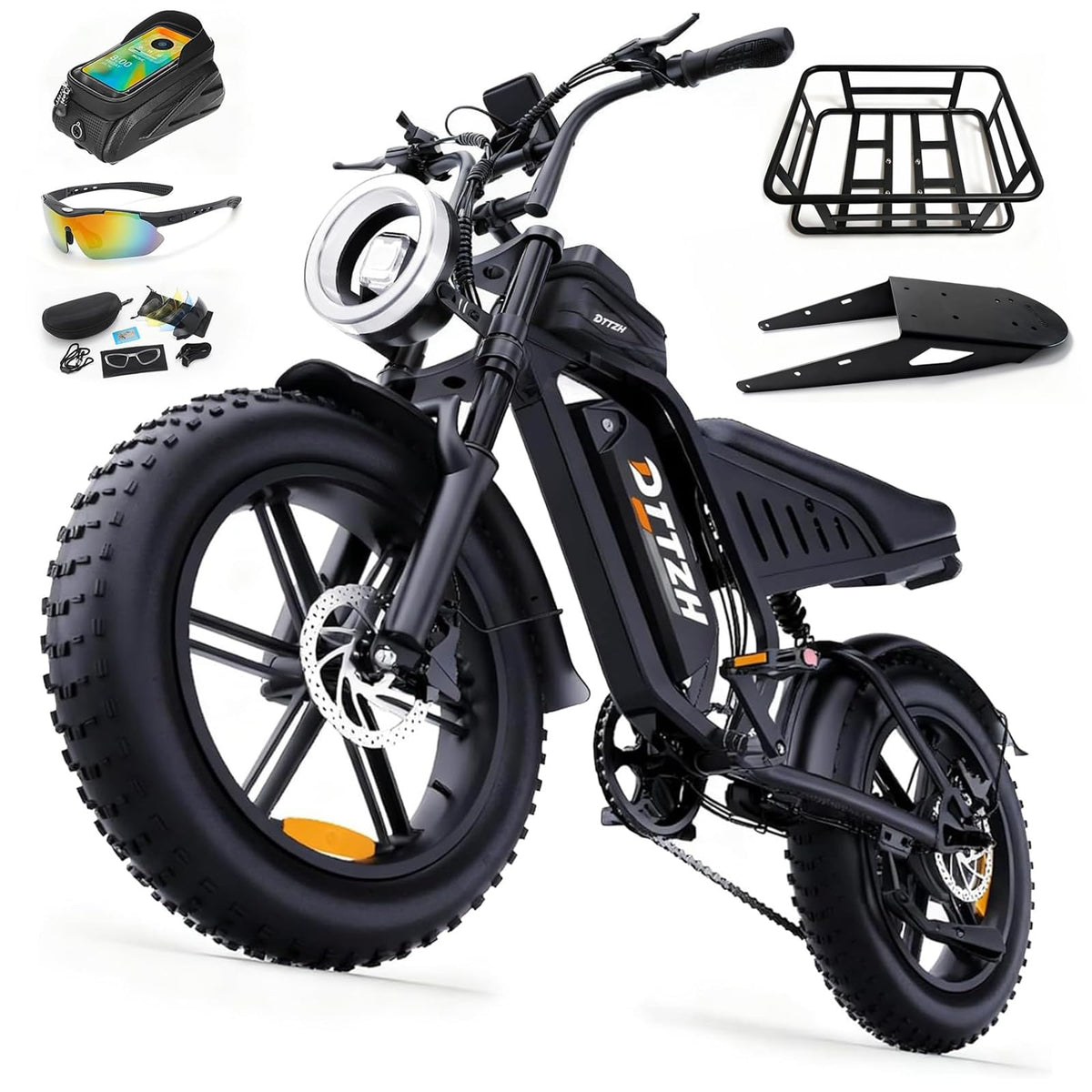 20" Fat Tire Electric Bike with 2500W Motor, 60V 30Ah Battery, Full Suspension, Hydraulic Disc Brakes