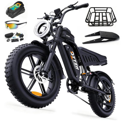 20" Fat Tire Electric Bike with 2500W Motor, 60V 30Ah Battery, Full Suspension, Hydraulic Disc Brakes