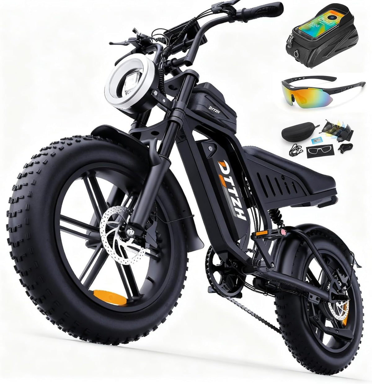 20" Fat Tire Electric Bike with 2500W Motor, 60V 30Ah Battery, Full Suspension, Hydraulic Disc Brakes