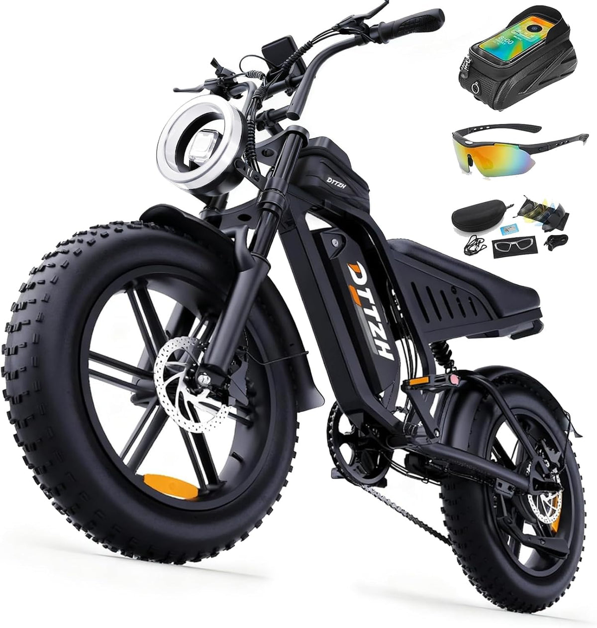 20" Fat Tire Electric Bike with 2500W Motor, 60V 30Ah Battery, Full Suspension, Hydraulic Disc Brakes