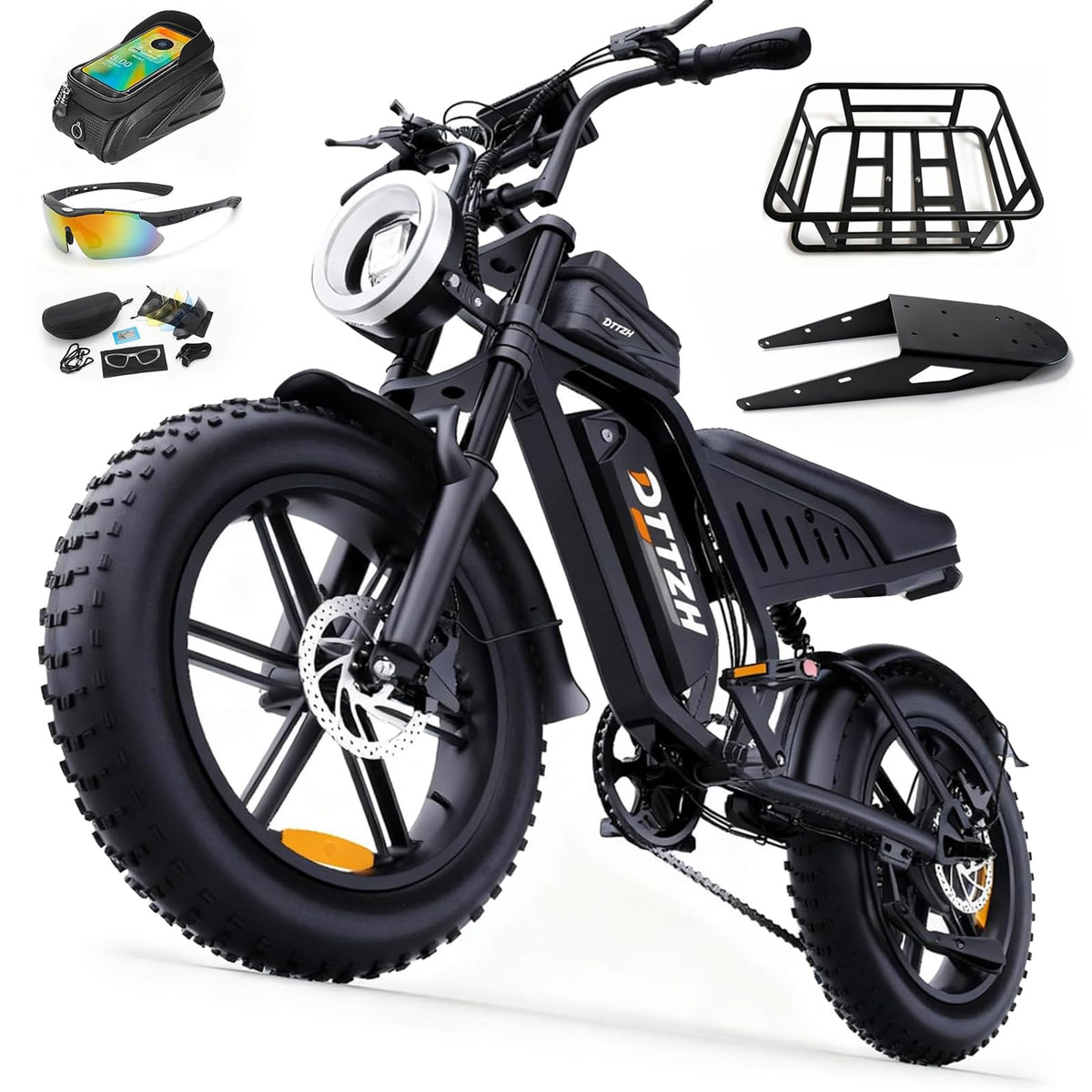 20" Fat Tire Electric Bike with 2500W Motor, 60V 30Ah Battery, Full Suspension, Hydraulic Disc Brakes