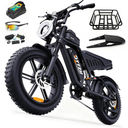 20" Fat Tire Electric Bike with 2500W Motor, 60V 30Ah Battery, Full Suspension, Hydraulic Disc Brakes