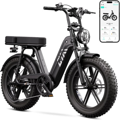 20" Fat Tyre Electric Bike with 1500W Peak Motor, 48V 15Ah Removable Battery & Full Suspension