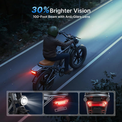 20" Fat Tyre Electric Bike with 2000W Peak Motor, 48V 35Ah Removable Battery & Dual Suspension