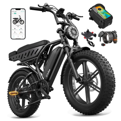 20" Fat Tyre Electric Bike with 1500W Peak Motor, 48V 15Ah Removable Battery & Dual Suspension