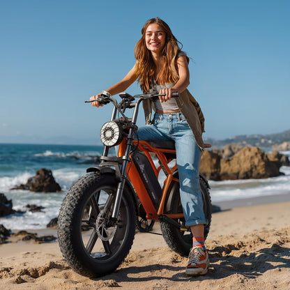 20" Fat Tyre Electric Bike with 1500W Peak Motor, 48V 15Ah Removable Battery & Dual Suspension
