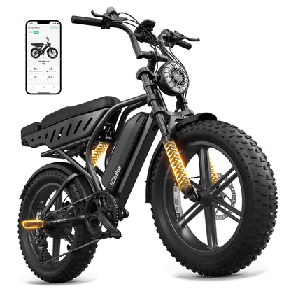 20" Fat Tyre Electric Bike with 1500W Peak Motor, 48V 15Ah Removable Battery & Dual Suspension