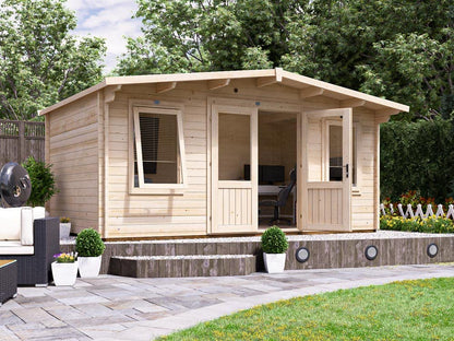 Dunster House Garden Log Cabin 5 x 3 Metres Man Cave Home Office Summer House - Severn