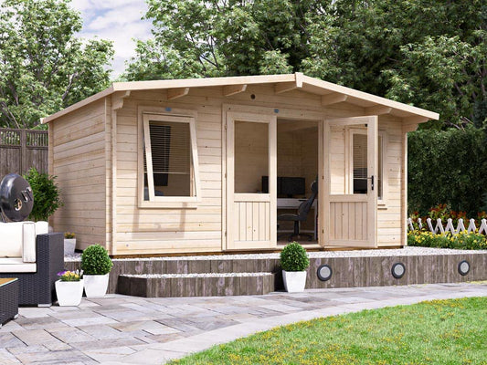 Dunster House Garden Log Cabin 5 x 3 Metres Man Cave Home Office Summer House - Severn