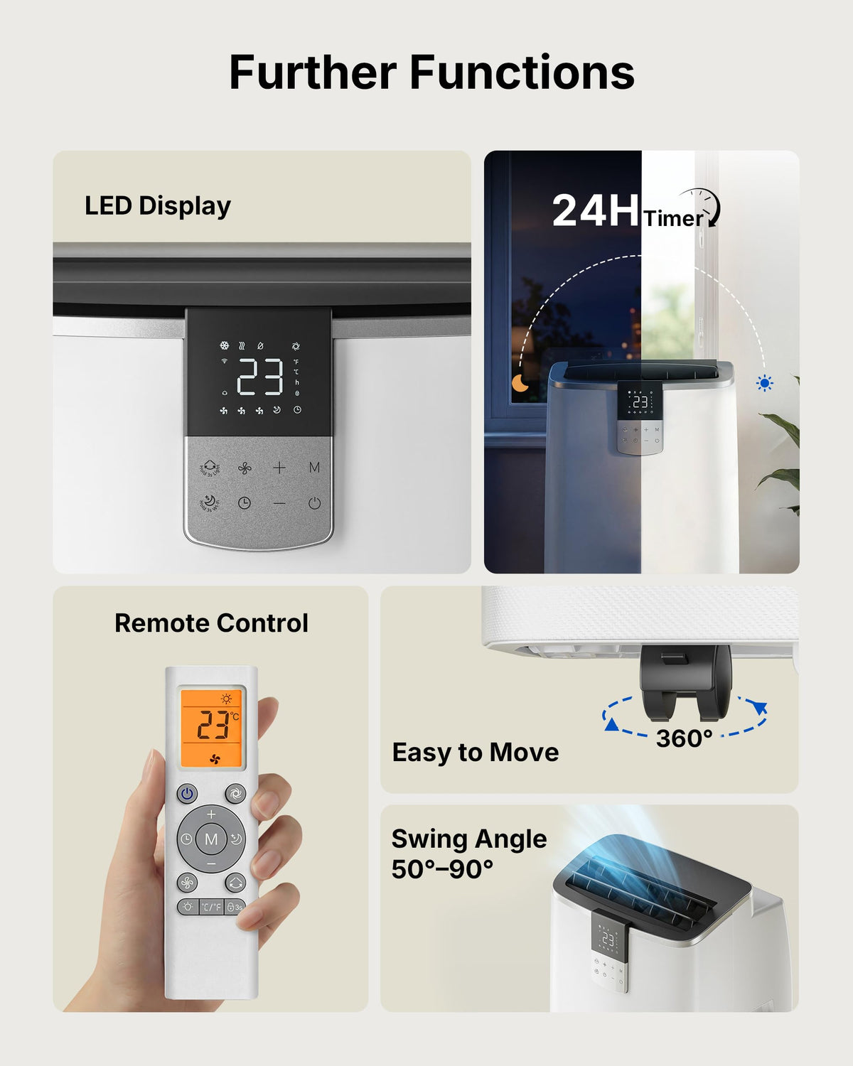 Air Conditioning Unit - 12000 BTU Portable Air Conditioner, 4-in-1 Modes & Smart App/Remote Control AC, Digital Display, Quiet Operation<41dB