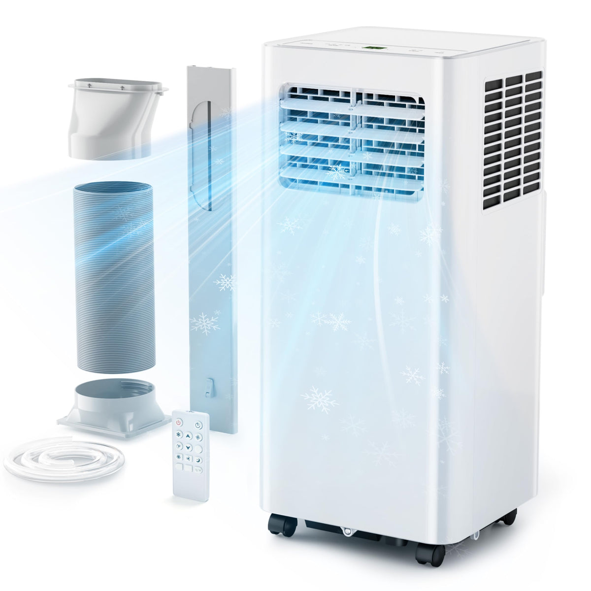 Air Conditioning Unit - Portable Air Conditioner 9000 BTU, 4-in-1 Energy Efficient Cooling & Dehumidifier, Quiet Operation, Digital Display, Window