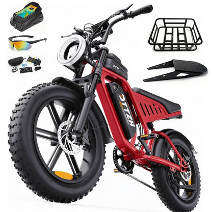 20" Fat Tire Electric Bike with 2500W Motor, 60V 30Ah Battery, Full Suspension, Hydraulic Disc Brakes