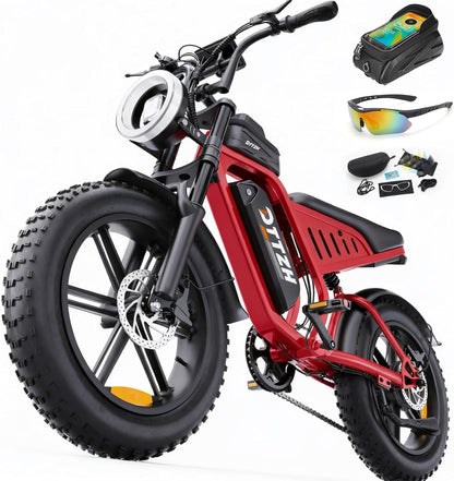 20" Fat Tire Electric Bike with 2500W Motor, 60V 30Ah Battery, Full Suspension, Hydraulic Disc Brakes