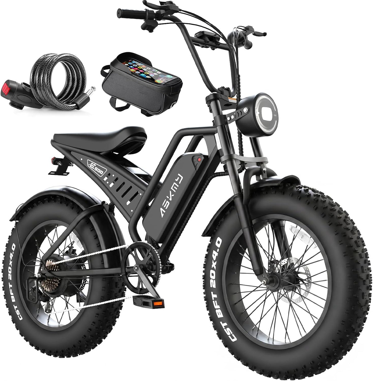 20" Fat Tyre Electric Mountain Bike with 1500W Peak Motor, 48V 15Ah Removable Battery