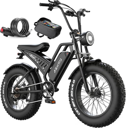 20" Fat Tyre Electric Mountain Bike with 1500W Peak Motor, 48V 15Ah Removable Battery