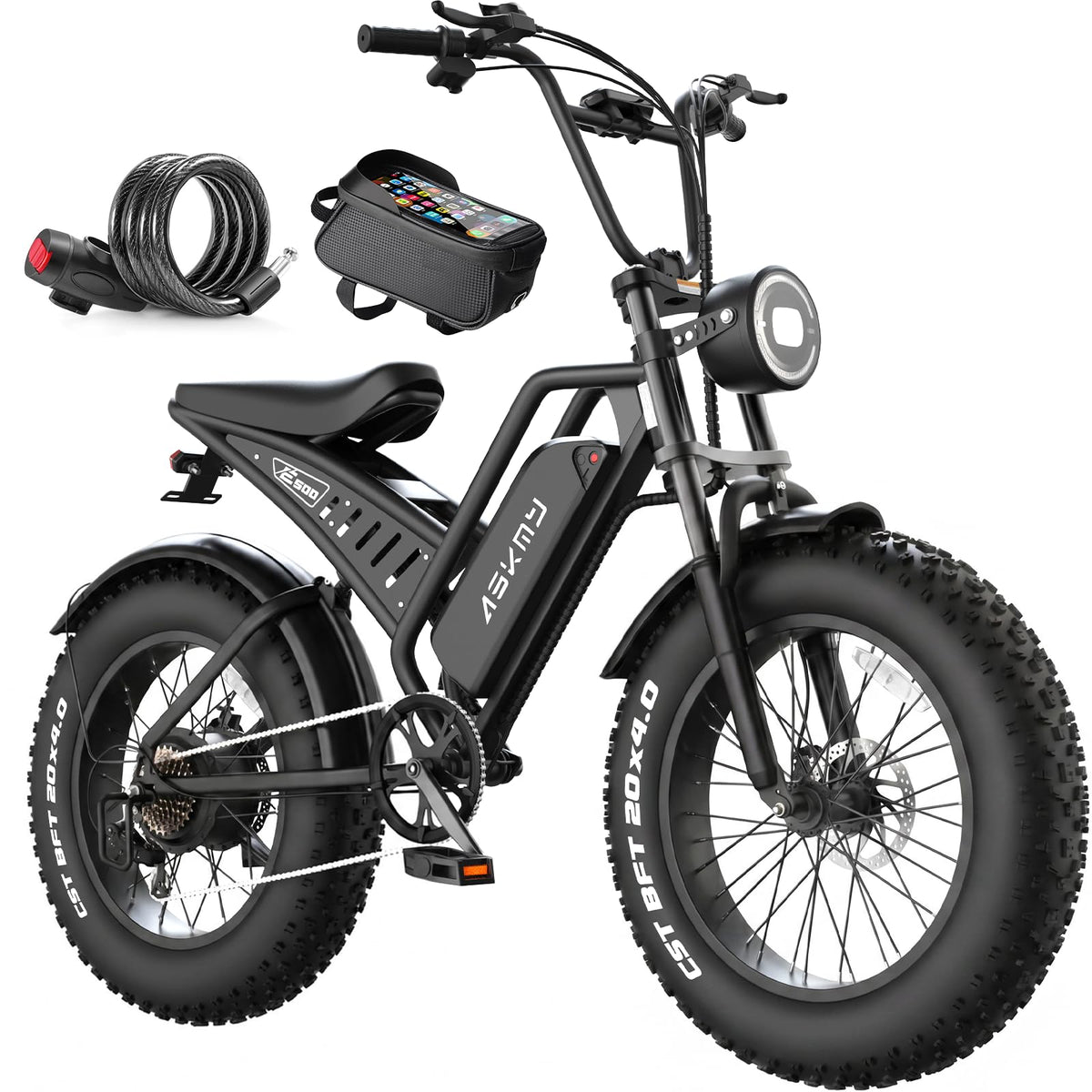 20" Fat Tyre Electric Mountain Bike with 1500W Peak Motor, 48V 15Ah Removable Battery