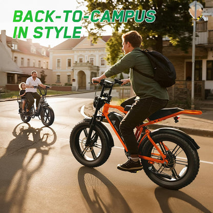 20" Fat Tyre Electric Bike with 1500W Peak Motor, 48V 15Ah Removable Battery & Dual Suspension