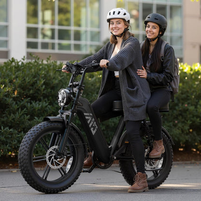 20" Fat Tyre Electric Bike with 1500W Peak Motor, 48V 15Ah Removable Battery & Full Suspension