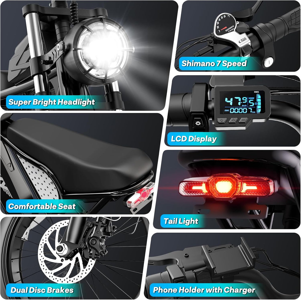 20" Fat Tyre Electric Bike with 250W Brushless Motor, 48V 15.6Ah Removable Battery, Dual Suspension