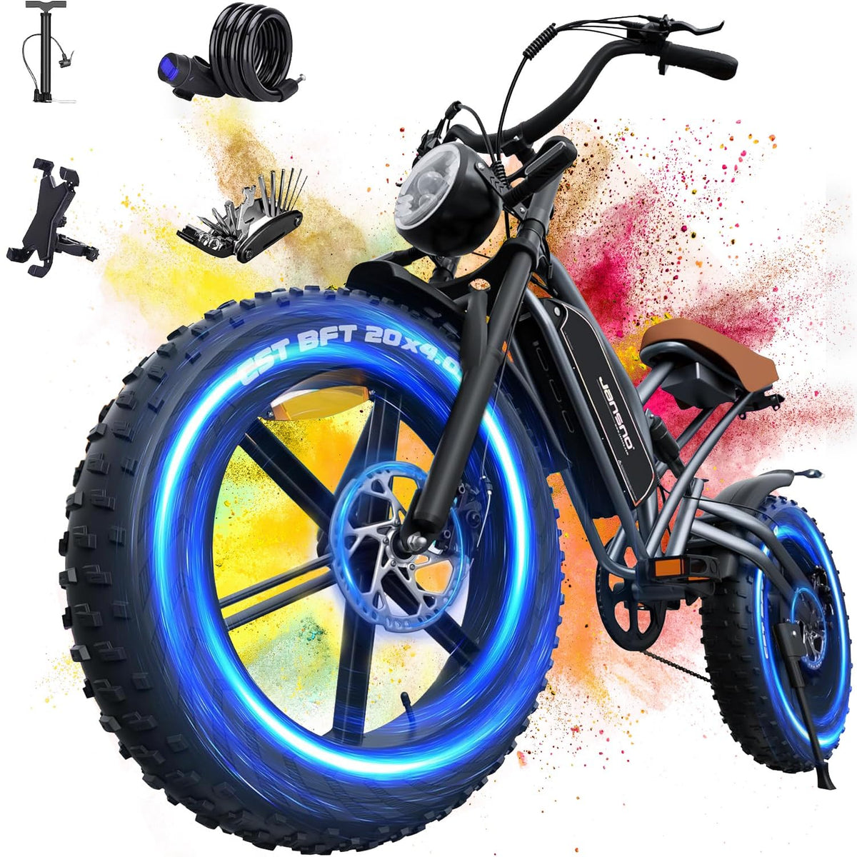 20" Fat Tyre Electric Bike with 250W Motor, 48V 17Ah Removable Battery & Full Suspension