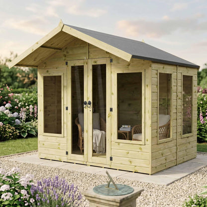 WALTONS 6 x 8 Sussex Summerhouse | Apex Roof | Shiplap Tongue and Groove | Wooden Garden Room Summerhouse | 10 Year Anti Rot Guarantee | 8 x 8 8ft 8ft