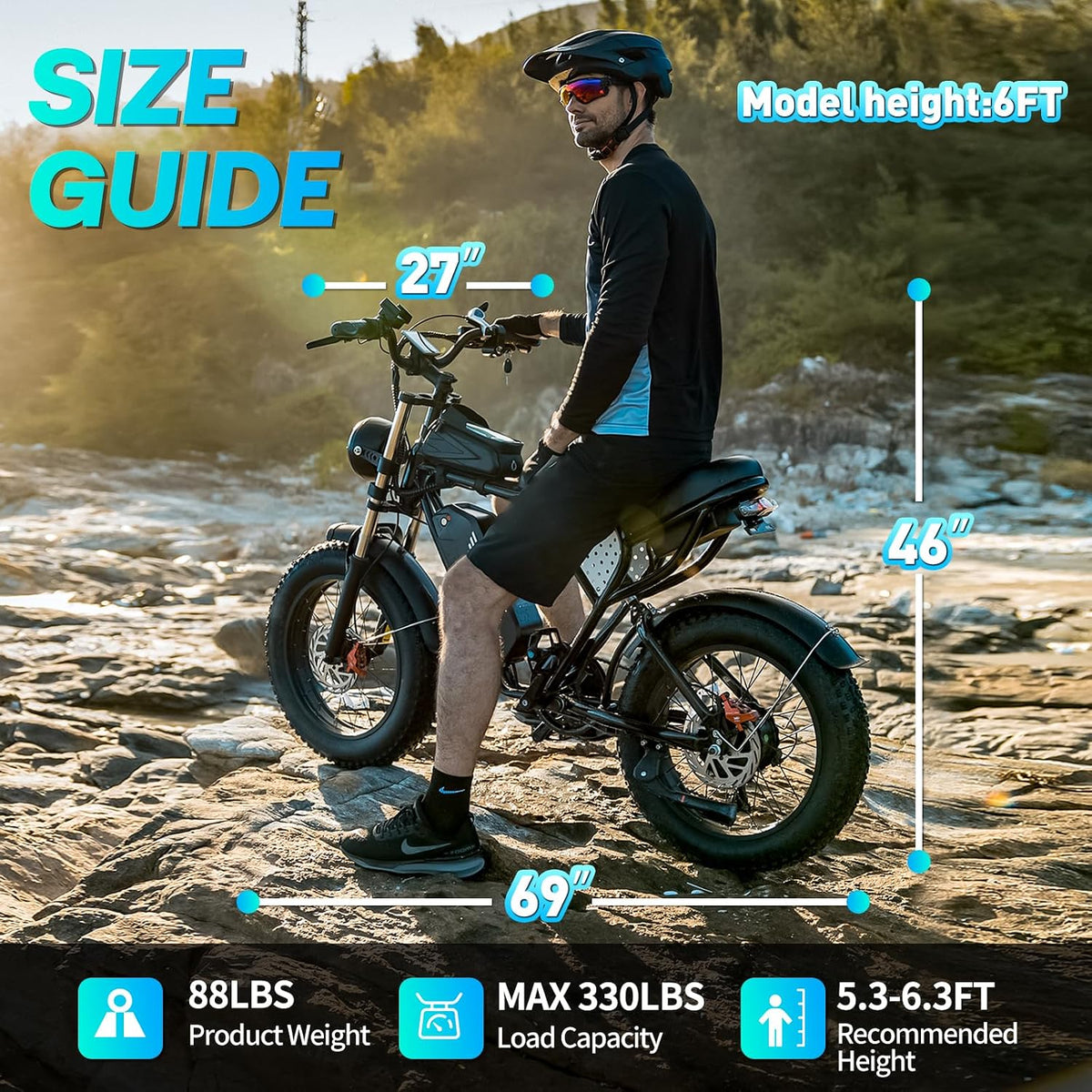 20" Fat Tyre Electric Bike with 250W Brushless Motor, 48V 15.6Ah Removable Battery, Dual Suspension