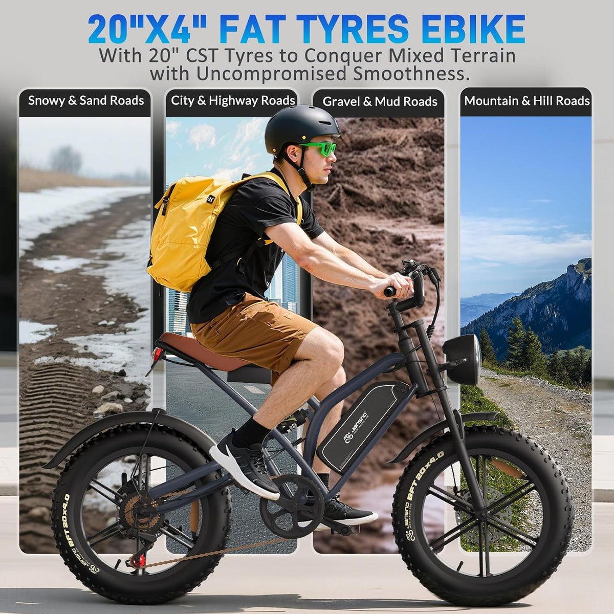 20" Fat Tyre Electric Bike with 250W Motor, 48V 17Ah Removable Battery & Full Suspension