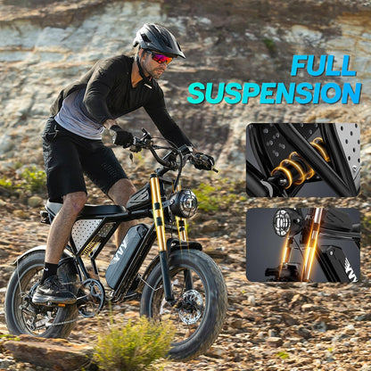 20" Fat Tyre Electric Bike with 250W Brushless Motor, 48V 15.6Ah Removable Battery, Dual Suspension