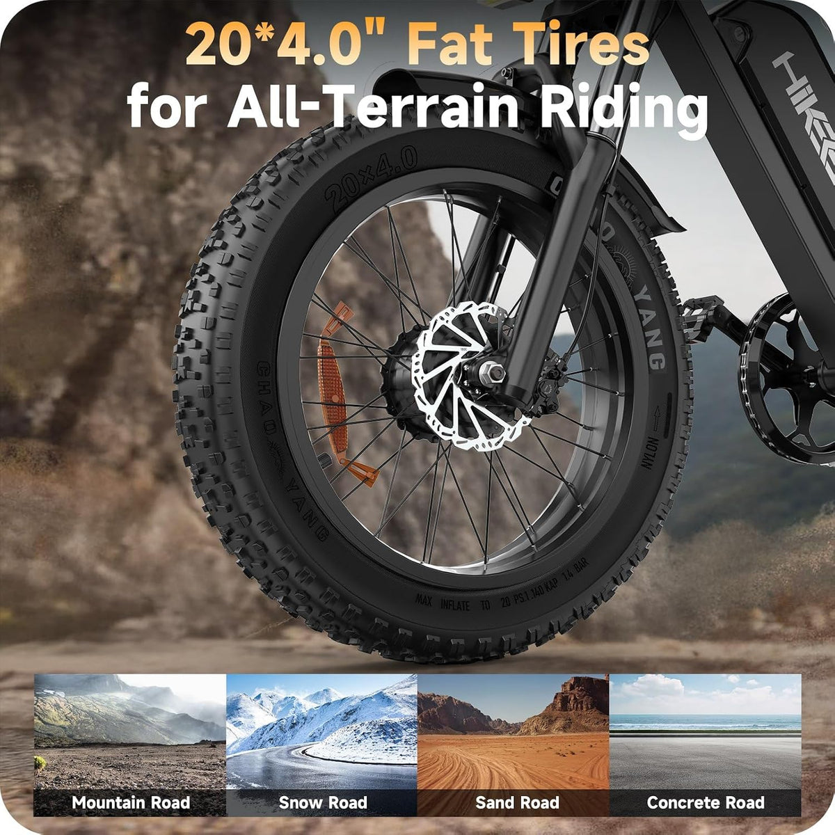 20" Fat Tyre Electric Bike with Dual 1500W Peak Motors, 48V 25Ah Removable Battery & Dual Suspension
