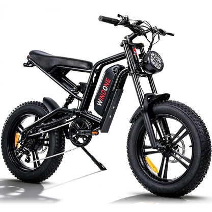 26" Fat Tyre Electric Bike with 1000W Peak Brushless Motor, 48V 13Ah Removable Battery