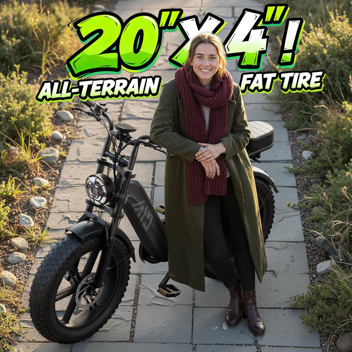 20" Fat Tyre Electric Bike with 1500W Peak Motor, 48V 15Ah Removable Battery & Full Suspension