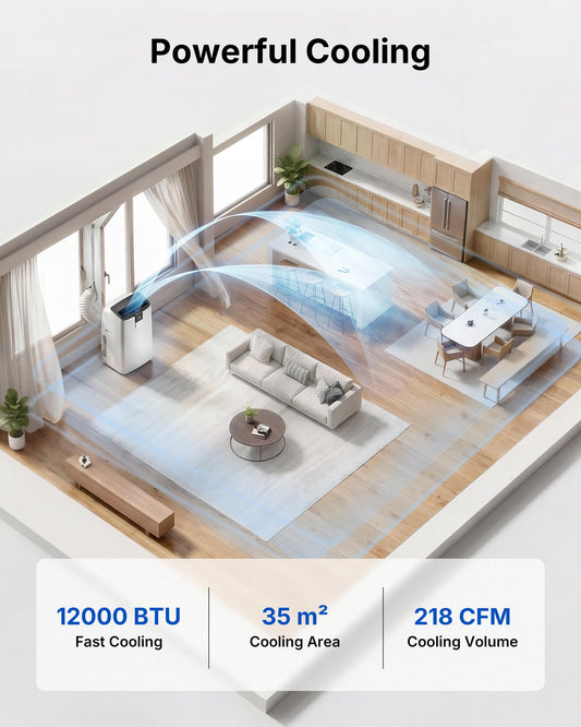 Air Conditioning Unit - 12000 BTU Portable Air Conditioner, 4-in-1 Modes & Smart App/Remote Control AC, Digital Display, Quiet Operation<41dB