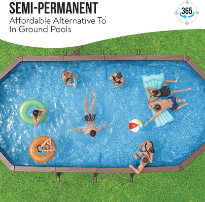 24ft Oval Above Ground Steel Wall Swimming Pool Set with Sand Filter Pump