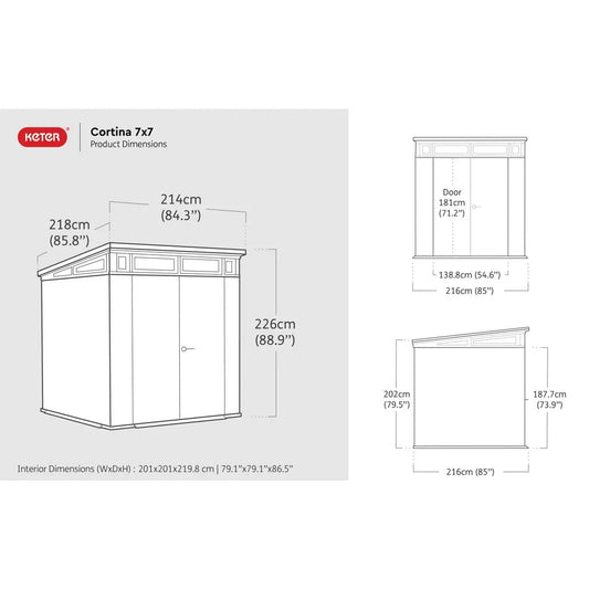 7x 7 Cortina Heavy Duty Plastic Pent Shed – Dark Grey