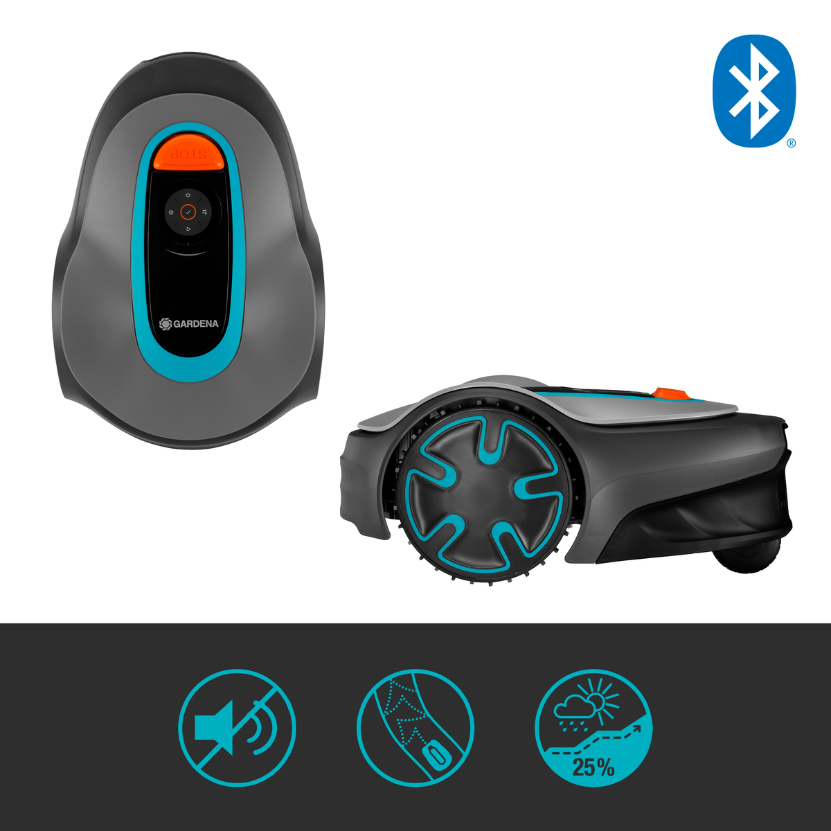 Gardena Robotic Mower SILENO minimo 250 m2: Intelligent lawn mower with excellent connectivity, programmable with the Gardena Bluetooth® app, version