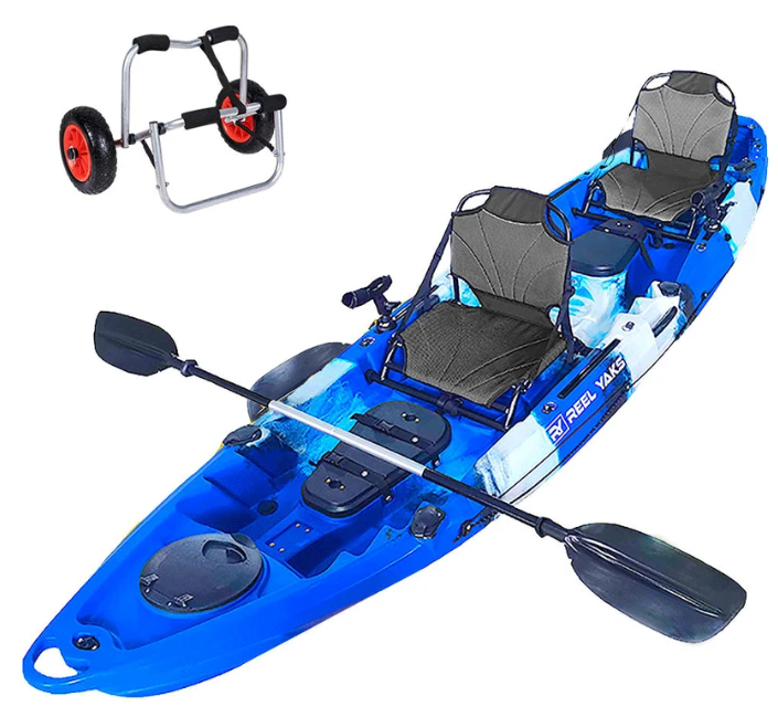 12.5' Rambler Paddle Tandem Double Fishing Kayak | 2 person+1 kids seat | pesca canoas