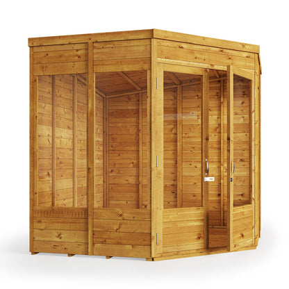 BillyOh Corner Summerhouse Log Cabin 7 x 7 Garden Storage Shed Wooden Summer House Sheds Picton Summerhouses Pressure Treated Available (Spray