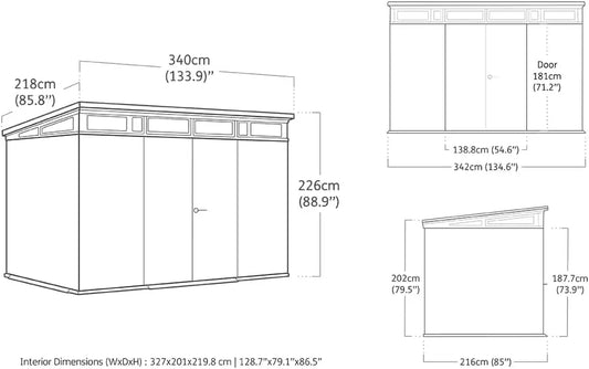 11x 7 Cortina Heavy Duty Plastic Pent Shed – Dark Grey